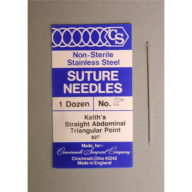 Suture Needle #827-2&quot;   Straight Abdominal Triangular Point 