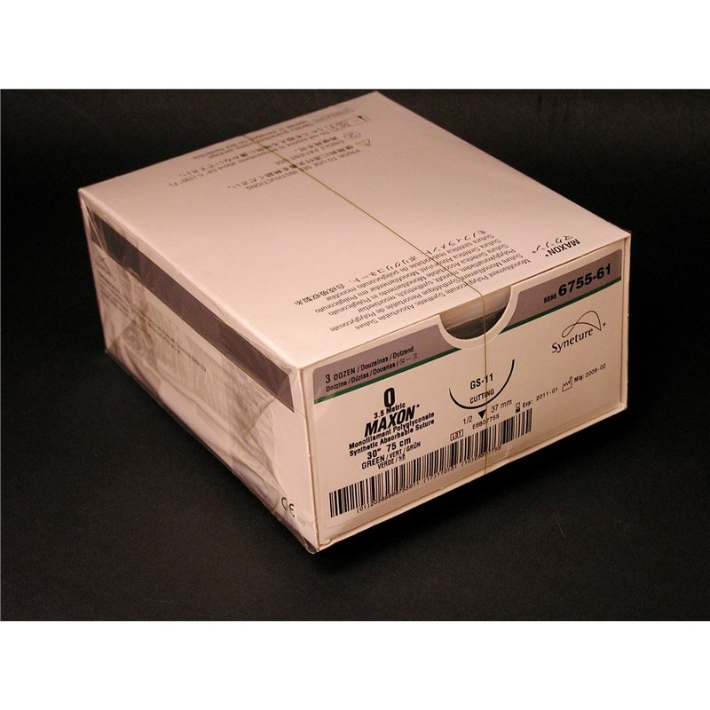 Suture 0 Maxon 30&quot; (GS-11) 37mm 1/2&quot; Circle Reverse Cutting 36ct