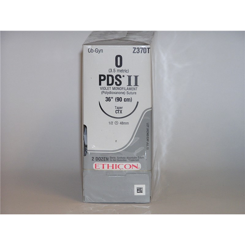 Suture 0 PDS II 36&quot; Violet (CTX) 48mm 1/2&quot; Circle Taper Point 24ct