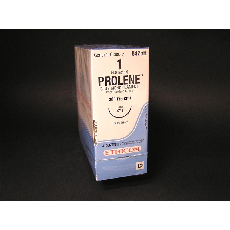 Suture 1 Prolene 30&quot; Blue (CT-1) 36mm 1/2&quot; Circle Taper Point 36ct