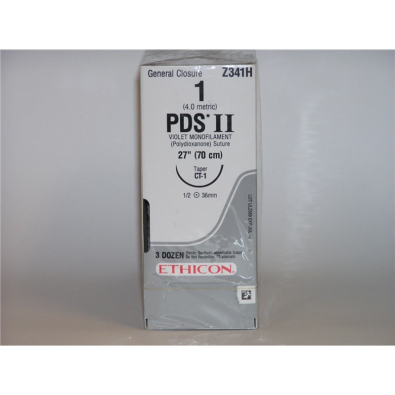Suture 1 PDS II 27&quot; Violet (CT-1) 36mm 1/2&quot; Circle Taper Point 36ct