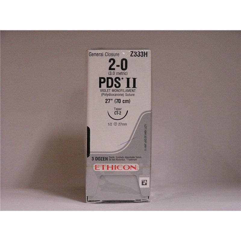 Suture 2/0 PDS II 27&quot; Violet (CT-2) 26mm 1/2&quot; Circle Taper Point 36ct