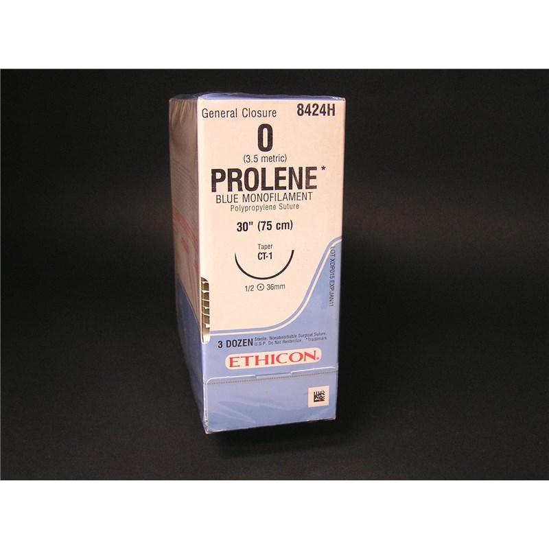 Suture 0 Prolene 30&quot; Blue (CT-1) 36mm 1/2&quot; Circle Taper Point 36ct