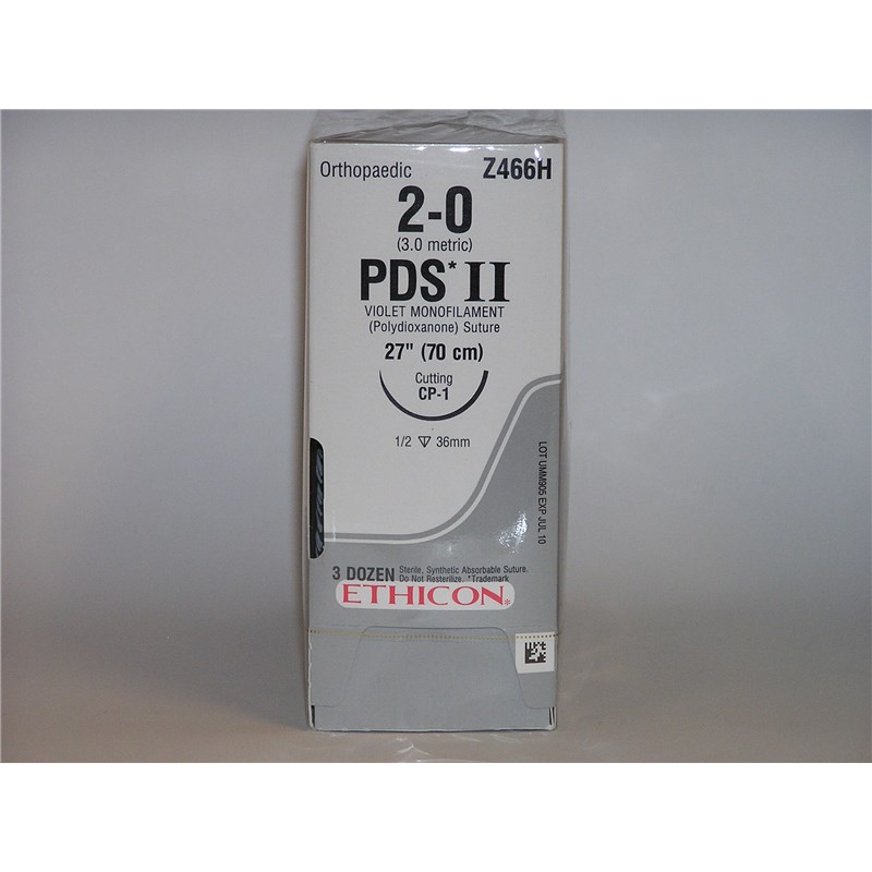 Suture 2/0 PDS II  27&quot; Violet (CP-1) 36mm 1/2&quot; Circle Reverse Cutting 36ct