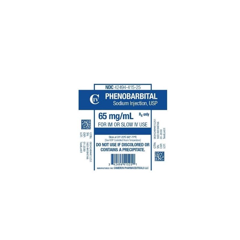 Phenobarbital Injection 65mg 1ml C4 Cameron Label