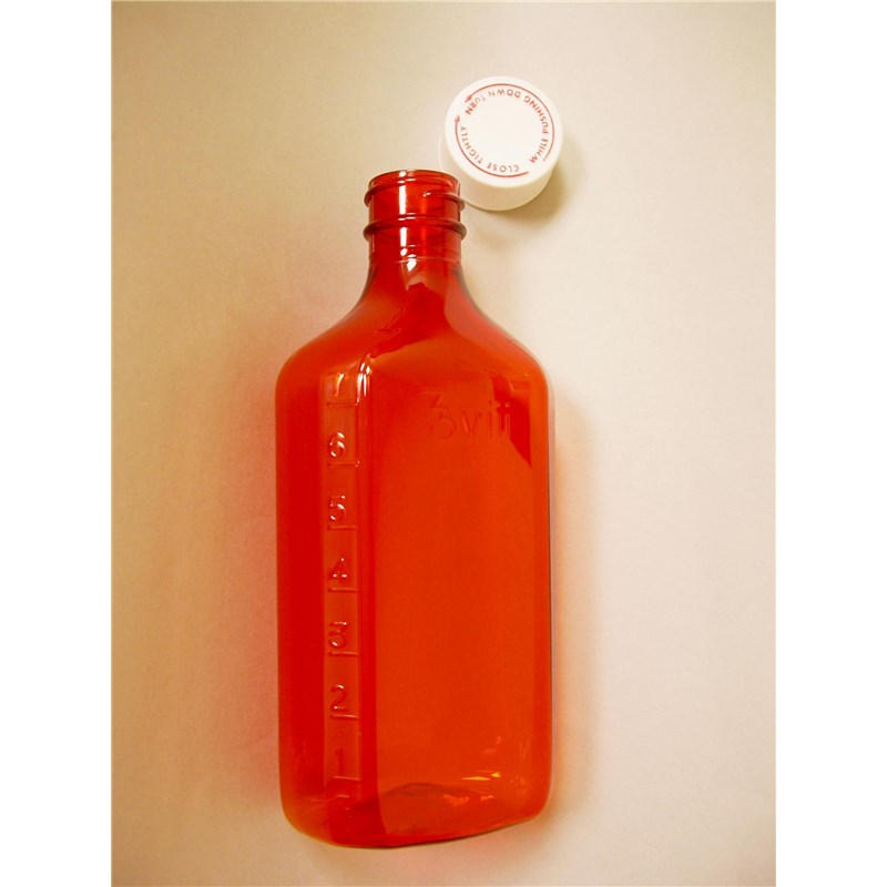 Oval Amber Plastic Bottle 8oz  50/bx