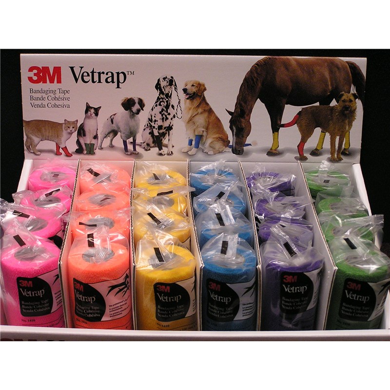 Vetrap Bandaging Tape 4&quot; Neon Colors Display Pack 18ct
