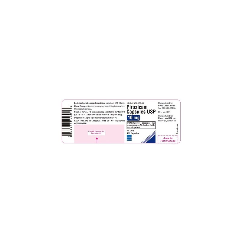 Piroxicam Caps 10mg 100ct   Micro Labs Label