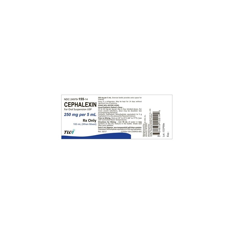 Cephalexin Suspension 250mg/5ml 100ml  TWI Label