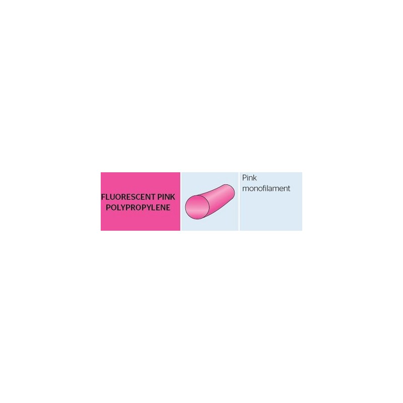 Suture 0 Polypropylene 40&quot; Fluorescent Pink  (FS) 37mm 3/8&quot; Circle Reverse Cutting 36ct