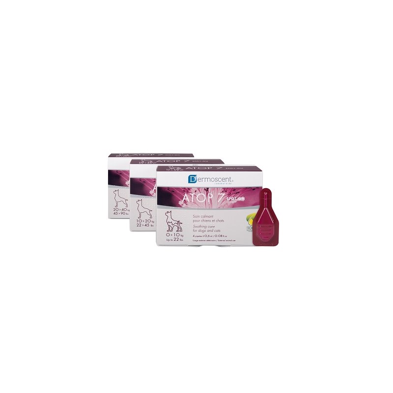Dermoscent Atop 7 Spot On 0-22lb 4 pipettes x 0.6ml (for dogs and cats)