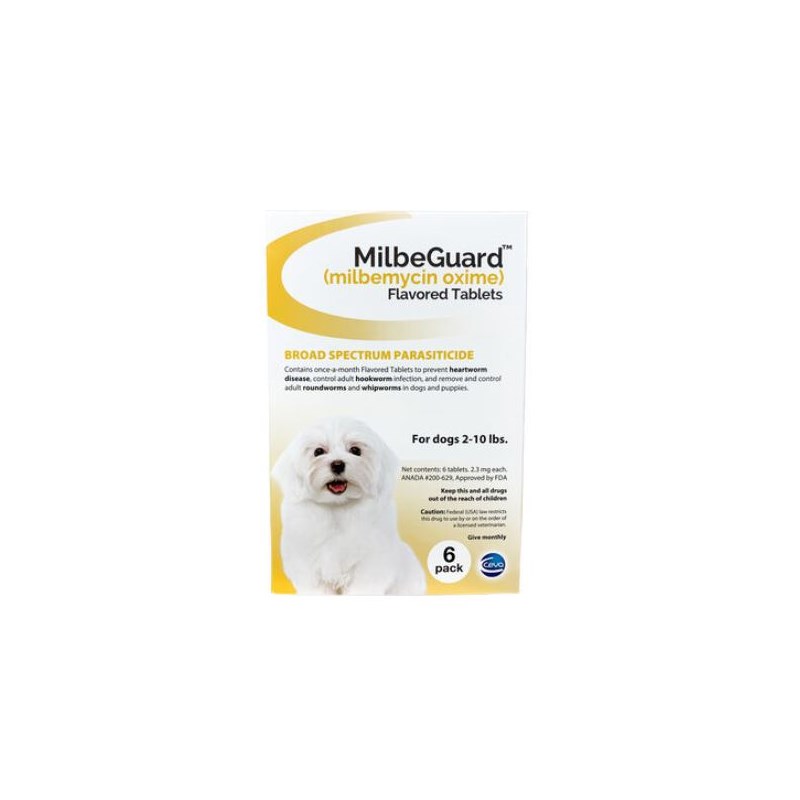 Milbeguard Small Dog Yellow 2.3mg 6 dose CARD 2-10lbs
