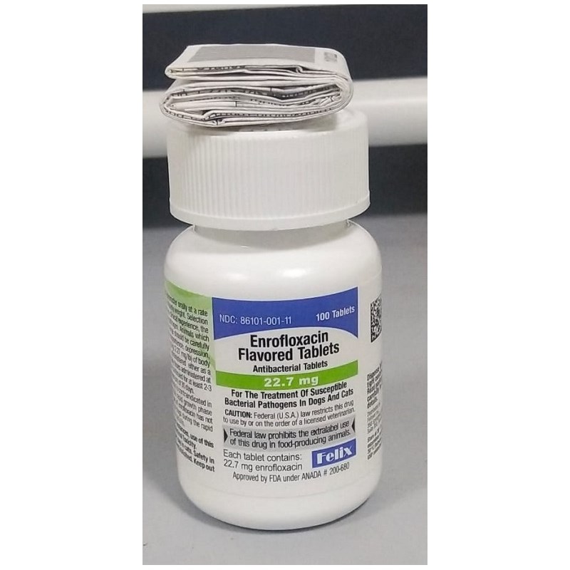 Enrofloxacin Flavortab 22.7mg 100ct Felix Label