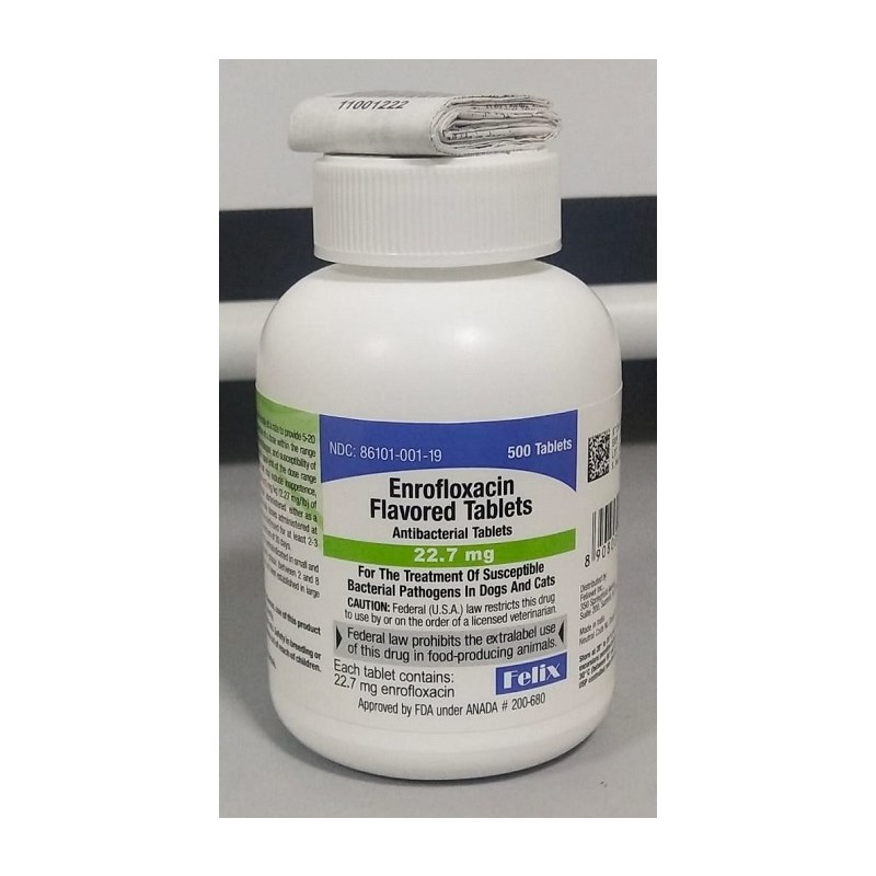 Enrofloxacin Flavortab 22.7mg 500ct  Felix Label