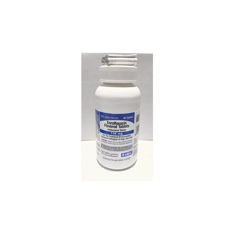 Enrofloxacin Flavortab 136mg 50ct  Felix Label