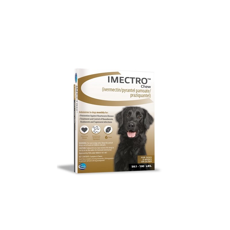 Imectro Chew 50.1-100lbs Brown (6 doses per card--10 cards/carton)