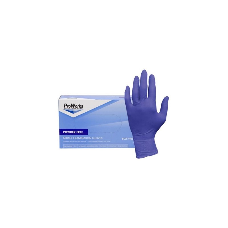 Exam Gloves Nitrile ProWorks Powder Free 3 mil X Small (Blue-Violet) 200/bx