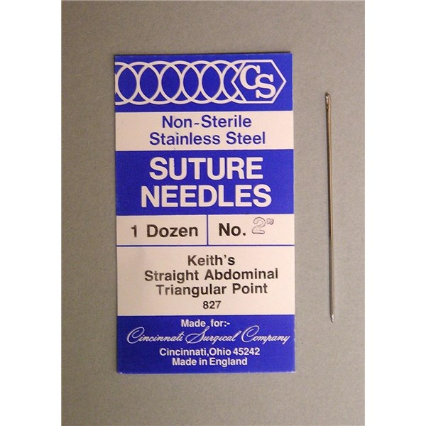 Suture Needle #827-2&quot;   Straight Abdominal Triangular Point 