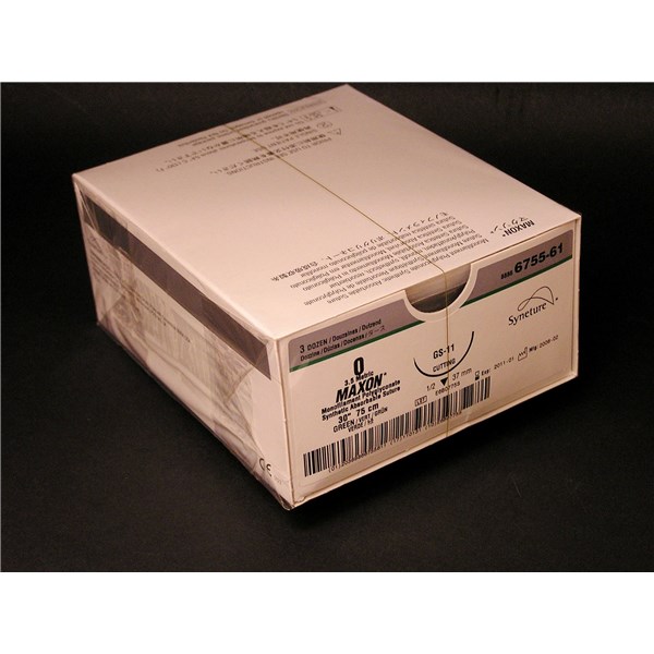 Suture 0 Maxon 30&quot; (GS-11) 37mm 1/2&quot; Circle Reverse Cutting 36ct