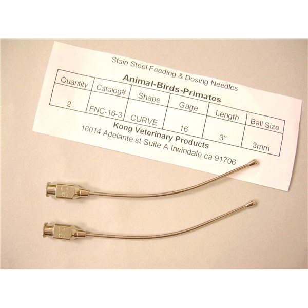 Curved Feeding Needle 16g x 3&quot; 2pk