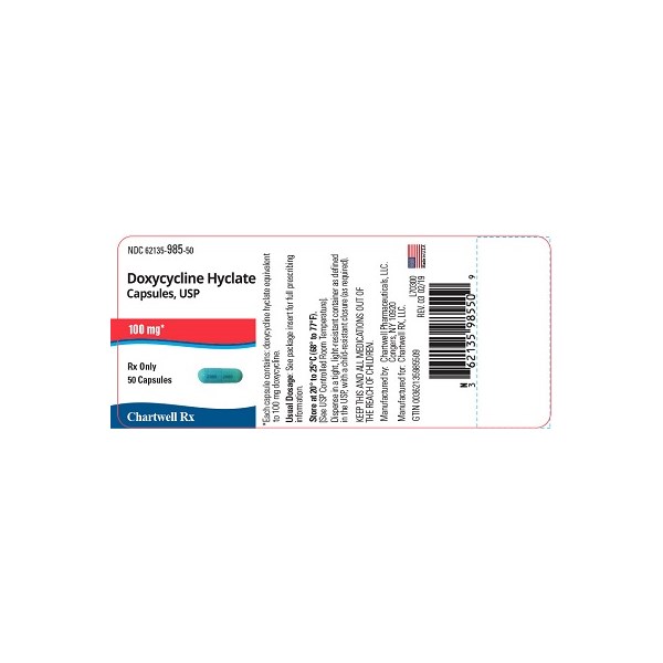 Doxycycline Caps 100mg 50ct Chartwell Label