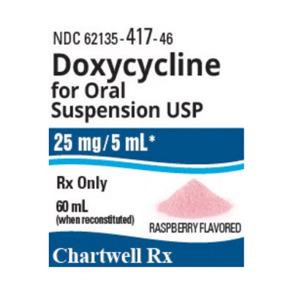 Doxycycline Suspension 25mg/5ml 60ml Chartwell Label
