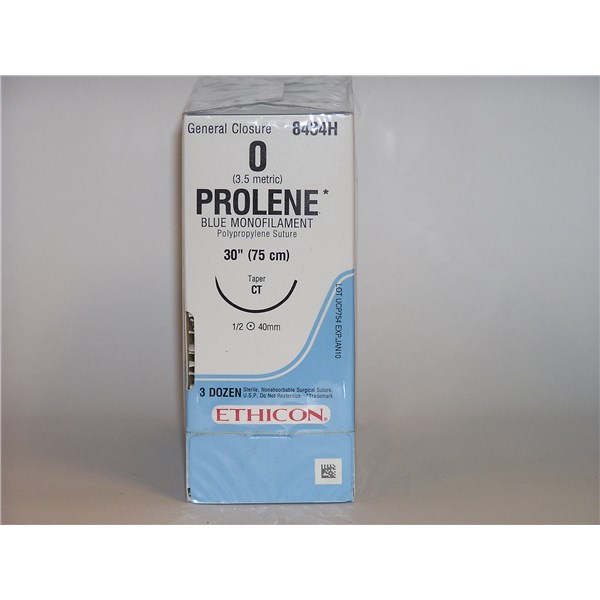 Suture 0 Prolene 30&quot; Blue (CT) 40mm 1/2&quot; Circle Taper Point 36ct