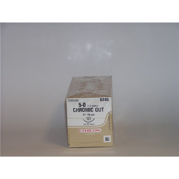 Suture 5/0 Catgut 27&quot; (FS-2) 19mm  3/8&quot; Circle Reverse Cutting 12ct
