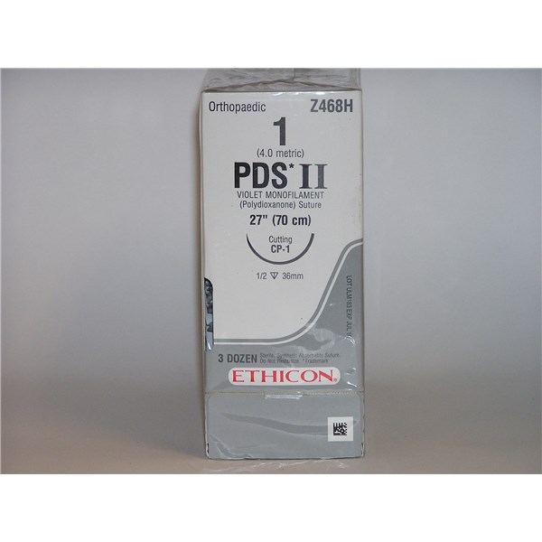 Suture 1 PDS II 27&quot; Violet (CP-1) 36mm 1/2&quot; Circle Reverse Cutting 36ct