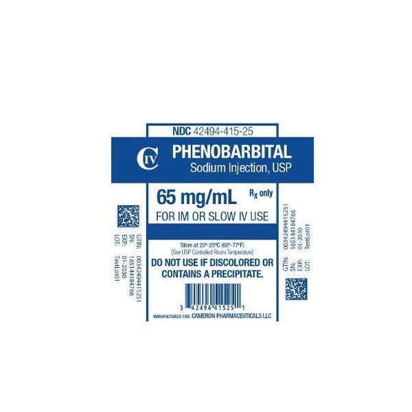 Phenobarbital Injection 65mg 1ml C4 Cameron Label