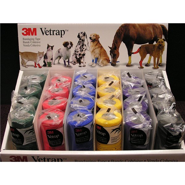 Vetrap Bandaging Tape 4&quot; Assorted Colors Display Pack 24ct