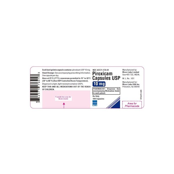 Piroxicam Caps 10mg 100ct   Micro Labs Label