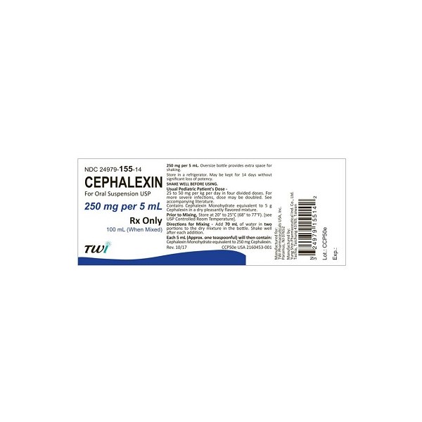 Cephalexin Suspension 250mg/5ml 100ml  TWI Label