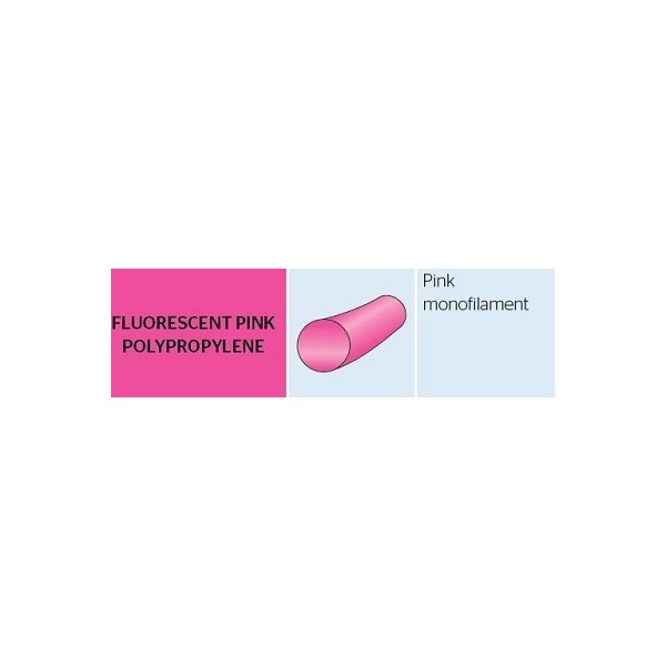 Suture 0 Polypropylene 40&quot; Fluorescent Pink  (FS) 37mm 3/8&quot; Circle Reverse Cutting 36ct