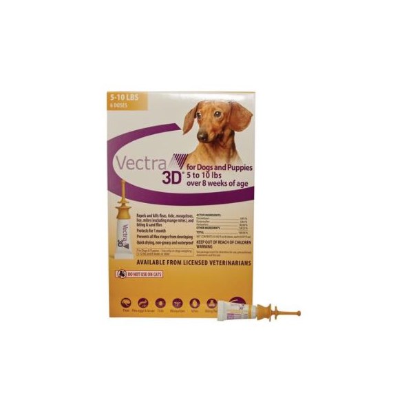 Vectra 3D X Small Dog  5-10lbs 6 dose CARD