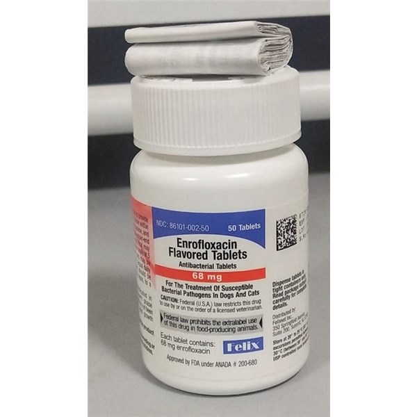Enrofloxacin Flavortab 68mg 50ct  Felix Label