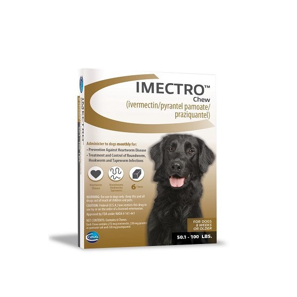 Imectro Chew 50.1-100lbs Brown (6 doses per card--10 cards/carton)