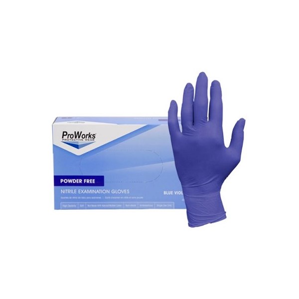 Exam Gloves Nitrile ProWorks Powder Free 3 mil X Small (Blue-Violet) 200/bx